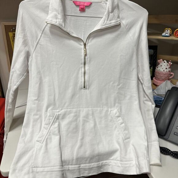Sold‎ Lilly Pulitzer Sweatshirt Womens Small WhiteSkipper - Picture 1 of 6